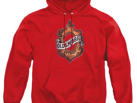 OLDSMOBILE : DETROIT EMBLEM ADULT PULL OVER HOODIE Red 2X on Sale