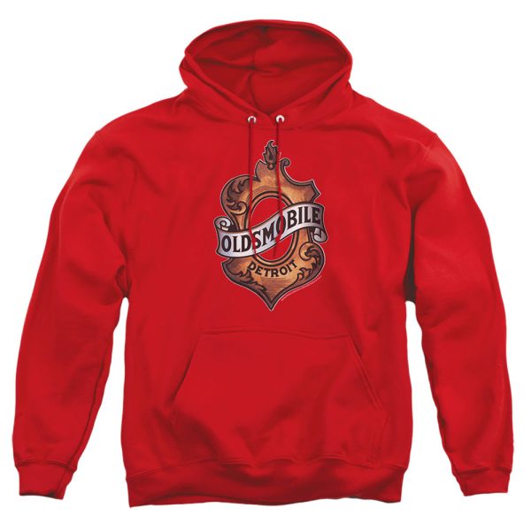 OLDSMOBILE : DETROIT EMBLEM ADULT PULL OVER HOODIE Red 2X on Sale